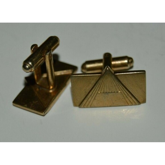 Nice Vintage SPEIDEL Brass PYRAMIDS Men's Classic Cuff Links Rare - Picture 2 of 5